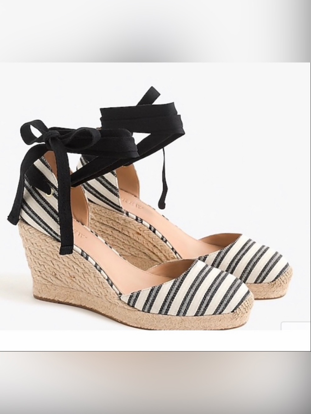 J.Crew Ankle Wrap Striped Espadrille Wedge Size 8.5